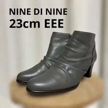 23cm EEE 드레이프 개더 가죽 숏부츠 그레이 넓은 부티