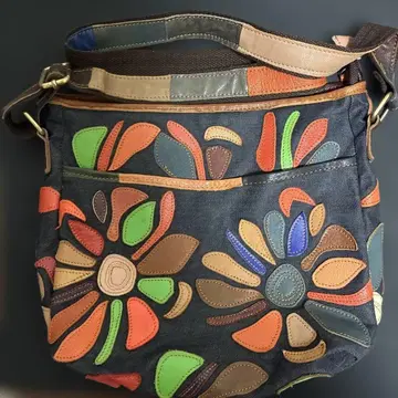 컬러풀 꽃무늬 가죽 핸드백