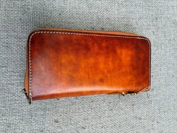 브라운 가죽 장지갑 지퍼식