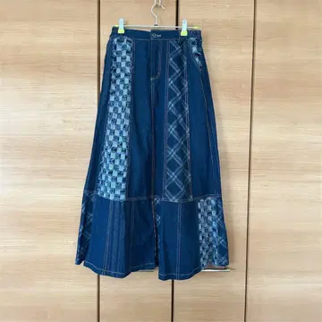 TITICACA(티티카카) 패치워크 데님 롱 스커트 M