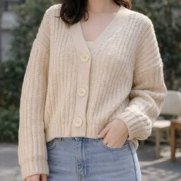 아이보리 니트 가디건