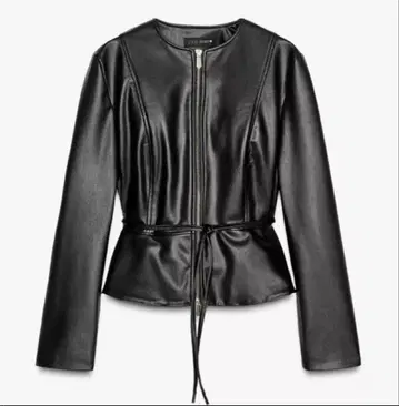 [ 새상품급 ] ZARA 인조 가죽 페플럼 자켓