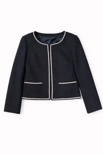 네이비 노카라 자켓 스커트 세트