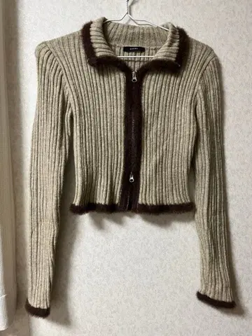 EMODA 리브 편직 집업 스웨터