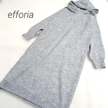 [ efforia ] 후드 부착 오버 니트 롱 원피스 L 루즈핏