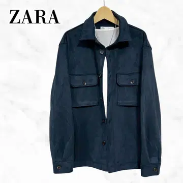 ZARA 페이크 스웨이드 셔츠 자켓 파랑 블루 계열 워크 셔츠