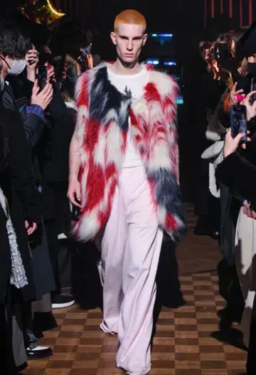 MASU 마블 퍼 베스트 코트 자켓 블루종