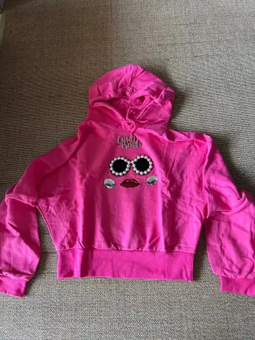 신디 벤다 비즈 장식 핑크 후드티