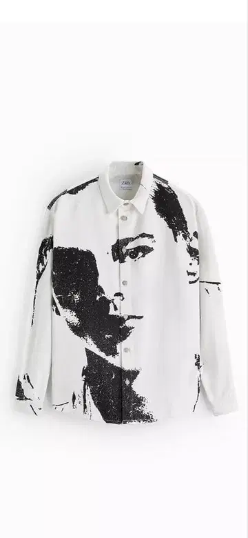 미사용 새상품 ZARA 페이스 프린트 셔츠