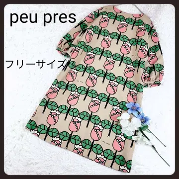 새상품급 peu pres 푸프레 튤립 패턴 7부 소매 원피스 프리