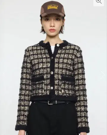 체크 무늬 트위드 가디건 FREE 사이즈
