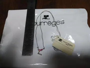 쿠레쥬 실버 목걸이 핑크 스톤