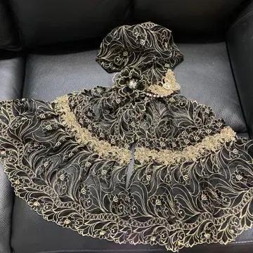 알뜰 2종 세트 멋스러운 전체 레이스 스톨 블랙 골드 플라워 나비