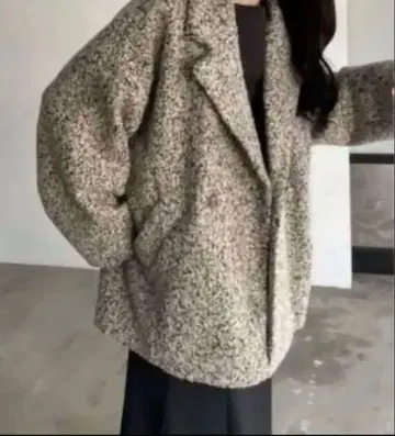 nairo 나이로 부클레 볼륨 숏코트 블랙 베이지 F