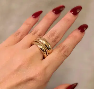 요건 레일 골드 컬러 트위스트 디자인 3점 반지 15~16호