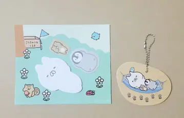 [ 2종 세트 ] 고양이 펜 비요리 우드 키링 & 다이컷 떡메모지