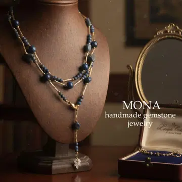 [ 신상*3점 한정판 ] 천연 라피스라줄리 x 지르코니아 디자인 목걸이