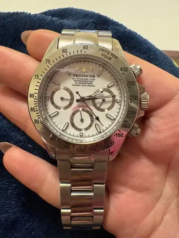 [새상품급] TECHNOS 손목시계 화이트 남성용 크로노그래프 쿼츠 k