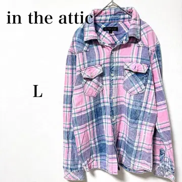 인디아틱 체크 셔츠 네이비 & 핑크 워시 가공 웨스턴