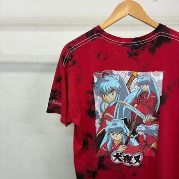 이누야샤 타이 다이 염색 티셔츠 L 사이즈 레어 디자인 애니메이션 티