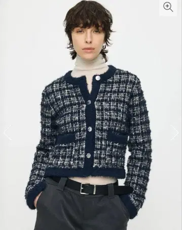 네이비 트위드 가디건