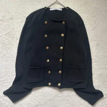 최근 모델 프레임워크 니트 W 자켓 가디건 골드 버튼 블랙