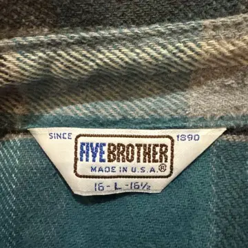 80s 빈티지 파이브 브라더스 삼각형 택 헤비 플란넬 셔츠 좋은 배색 L