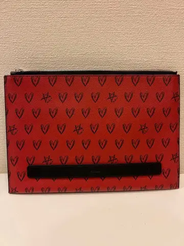 FURLA 훌라 클러치백 파우치 블랙 x 빨간색 하트 무늬 로고