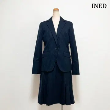 INED 실크 혼방 스커트 수트 네이비 스트라이프 일본제 고급