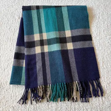 체크 무늬 울 혼방 대형 스톨 180 x 75 겉옷 OK 가을/겨울