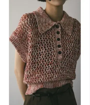 [새상품급] STYLEMIXER 스타일믹서 크로셰 폴로 니트 레드