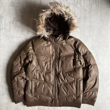 [ 00s archive ] 가죽 다운 자켓 퍼 포함 y2k 갸루 남자