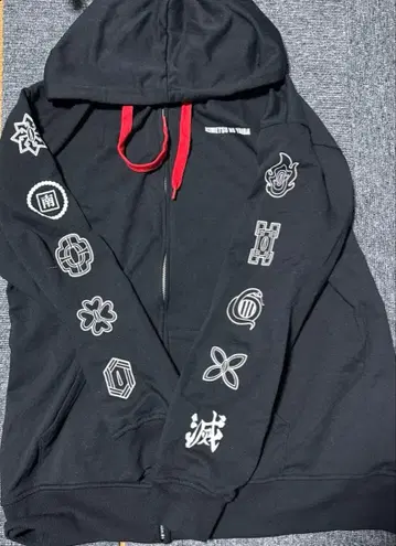 귀멸의 칼날 후드 부착 블랙 후드티 아베일 L