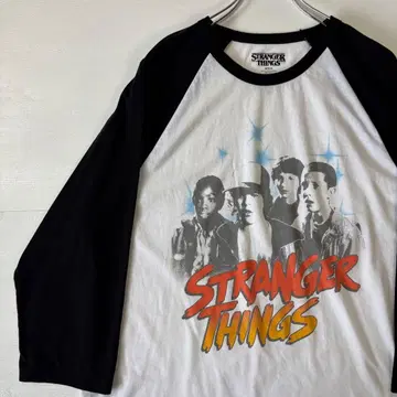 기묘한 이야기 래글런 티셔츠 시즌 1 구제 의류 2XL 사이즈 화이트