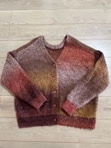 컬러 그라데이션 루프 니트 2way 가디건 ( 앞뒤 2way )