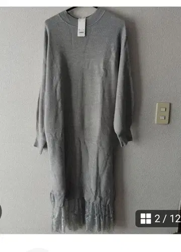 [새상품] Gu 레이스 콤비네이션 니트 원피스 XL 그레이 여성용