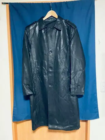 블랙 양가죽 트렌치코트 4XL