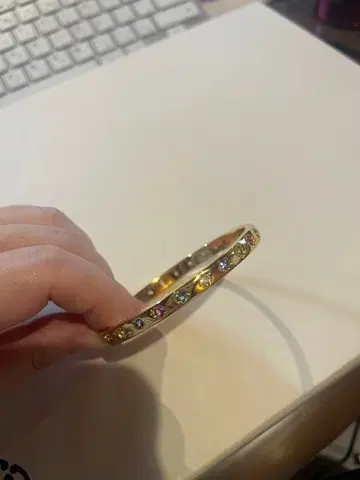 골드 스톤 장식 뱅글 멀티 컬러