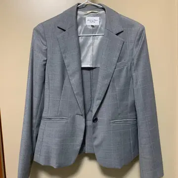 그레이 체크 무늬 스커트 수트 상하의 세트