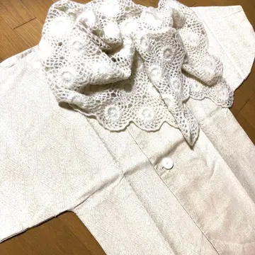 빈티지 화학 섬유 기모노 코트 레트로 아이보리