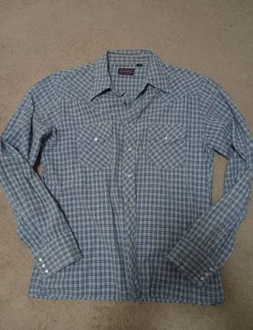 체크 셔츠 블루 집합 짧은 기장