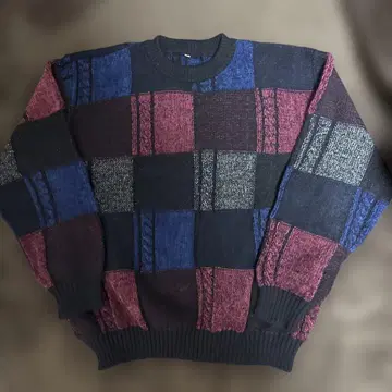 체크 무늬 니트 스웨터