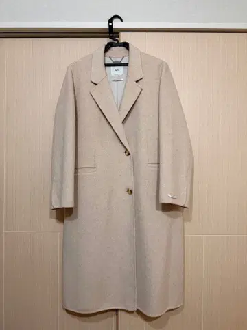 한국 브랜드 ROEM 캐시미어 혼방 베이지 롱 코트