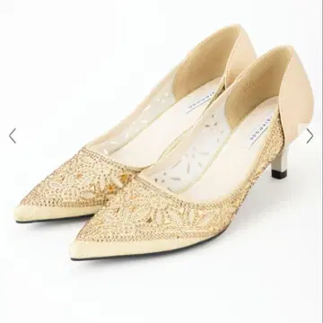 골드 컷 아웃 디자인 펌프스