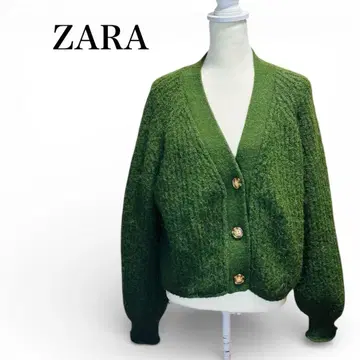 [ 새상품급 ] ZARA 가디건 그린 M 사이즈 빅 버튼 기모 니트