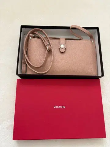 새상품 VREASON 로즈 스마트폰 파우치 가로형 소가죽