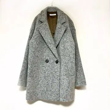 두클라쎄 체스터 코트 더블 브레스트 그레이 롱 코트 울 혼방