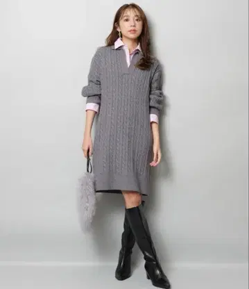 새상품 레이어드 케이블 미니 원피스