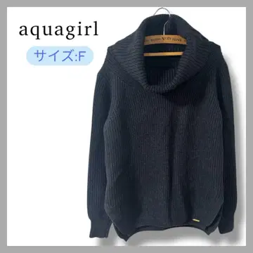 aquagirl 오프 터틀 리브 니트 사이즈 F 다크 그레이 울 혼방