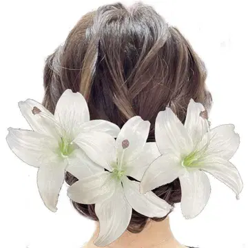 화이트 백합 헤어 액세서리 15cm